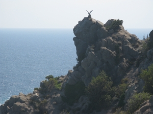 Орёл на вершине скалы и Ласточкино гнездо вдалеке